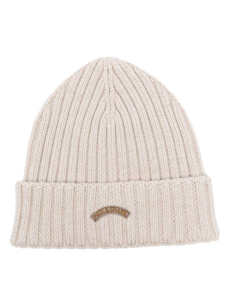 Paul & Shark logo-patch beanie - Neutrals von Paul & Shark