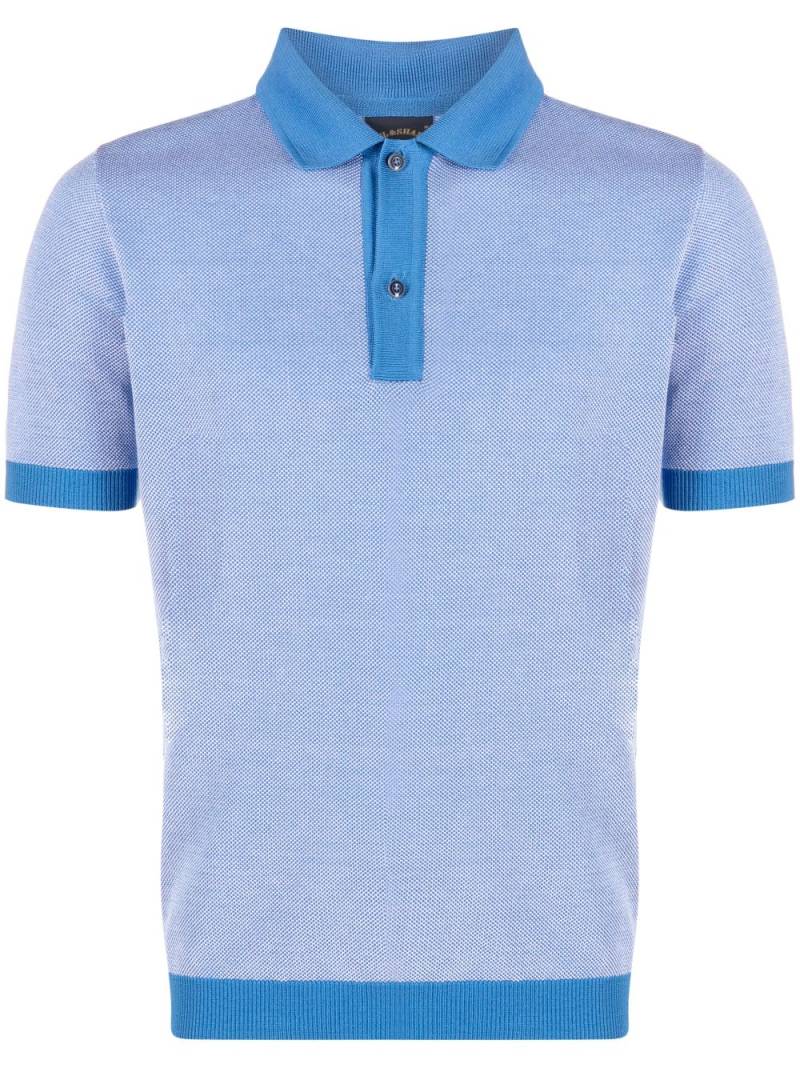 Paul & Shark logo-patch knitted polo shirt - Blue von Paul & Shark