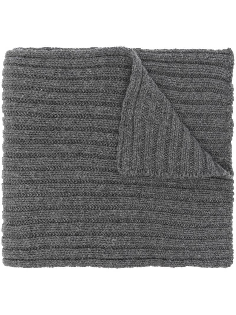 Paul & Shark logo-patch ribbed wool scarf - Grey von Paul & Shark