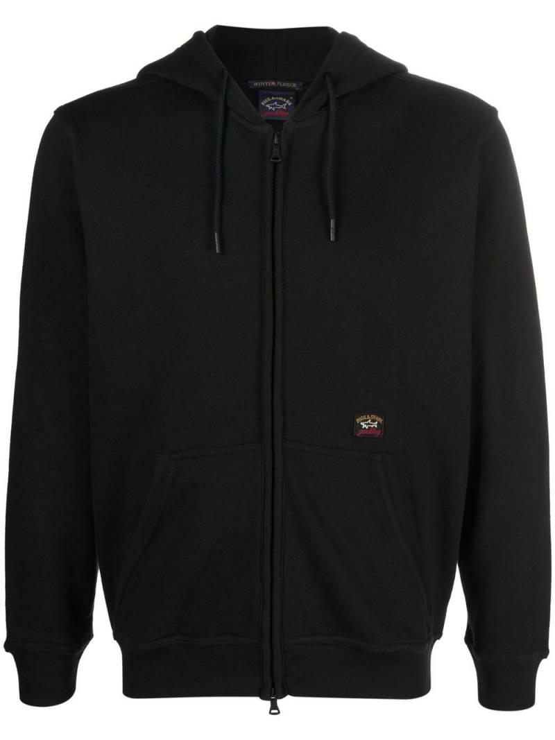 Paul & Shark logo-patch zip-up hoodie - Black von Paul & Shark