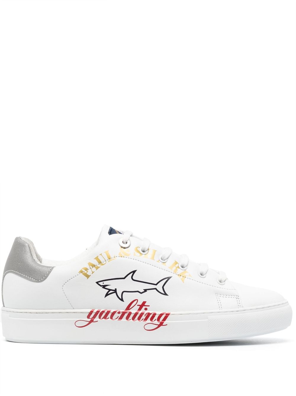 Paul & Shark logo-print leather low-top sneakers - White von Paul & Shark