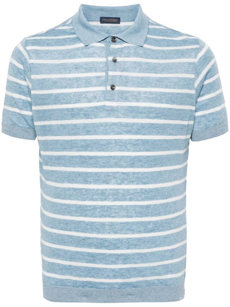 Paul & Shark striped linen polo shirt - Blue von Paul & Shark