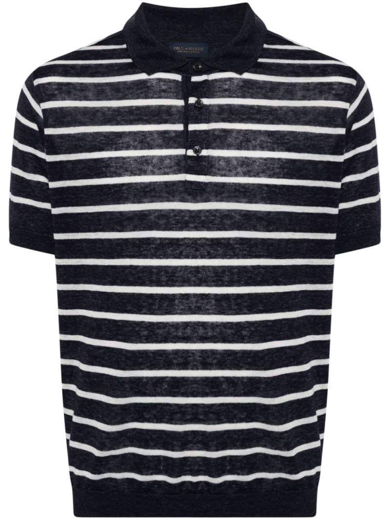 Paul & Shark striped linen polo shirt - White von Paul & Shark