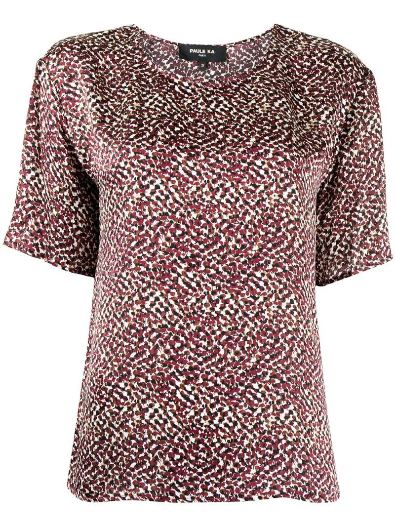 Paule Ka Reptile-print short-sleeve silk top - Red von Paule Ka