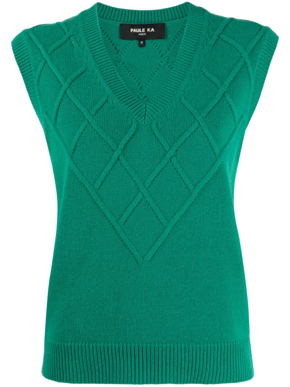 Paule Ka V-neck argyle-knit top - Green von Paule Ka