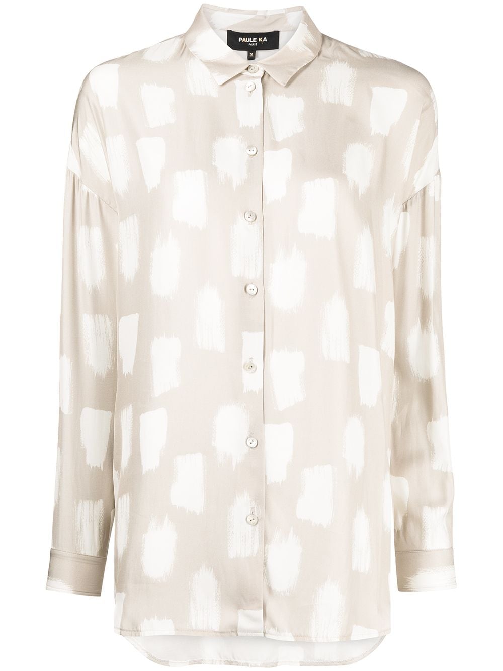 Paule Ka brush-stroke print long-sleeve shirt - Neutrals von Paule Ka