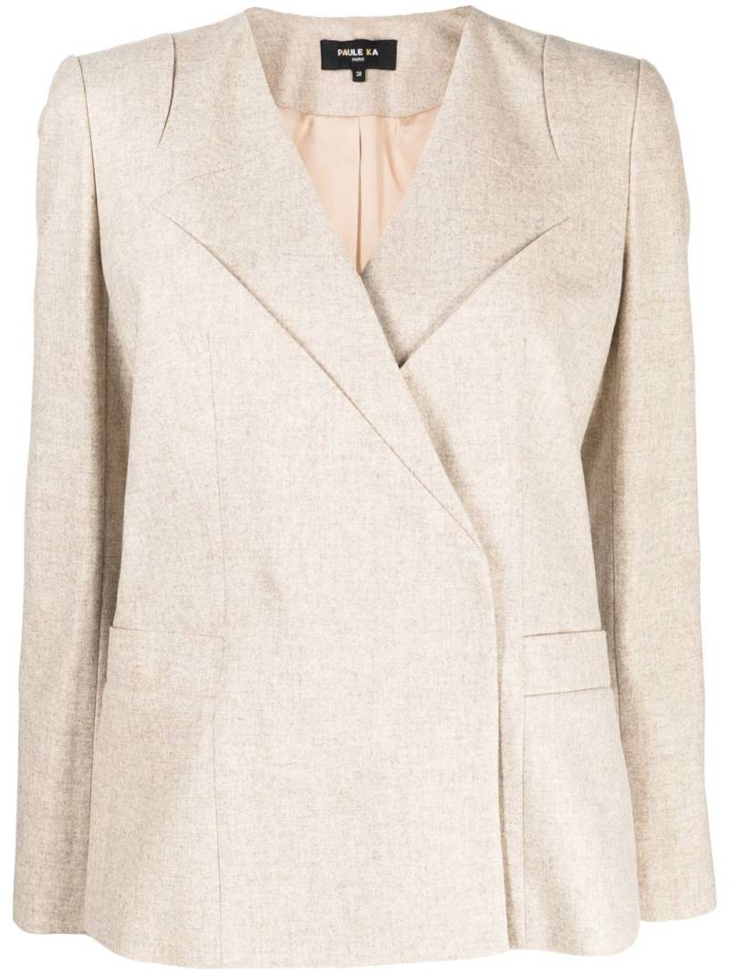 Paule Ka collarless asymmetric blazer - Brown von Paule Ka