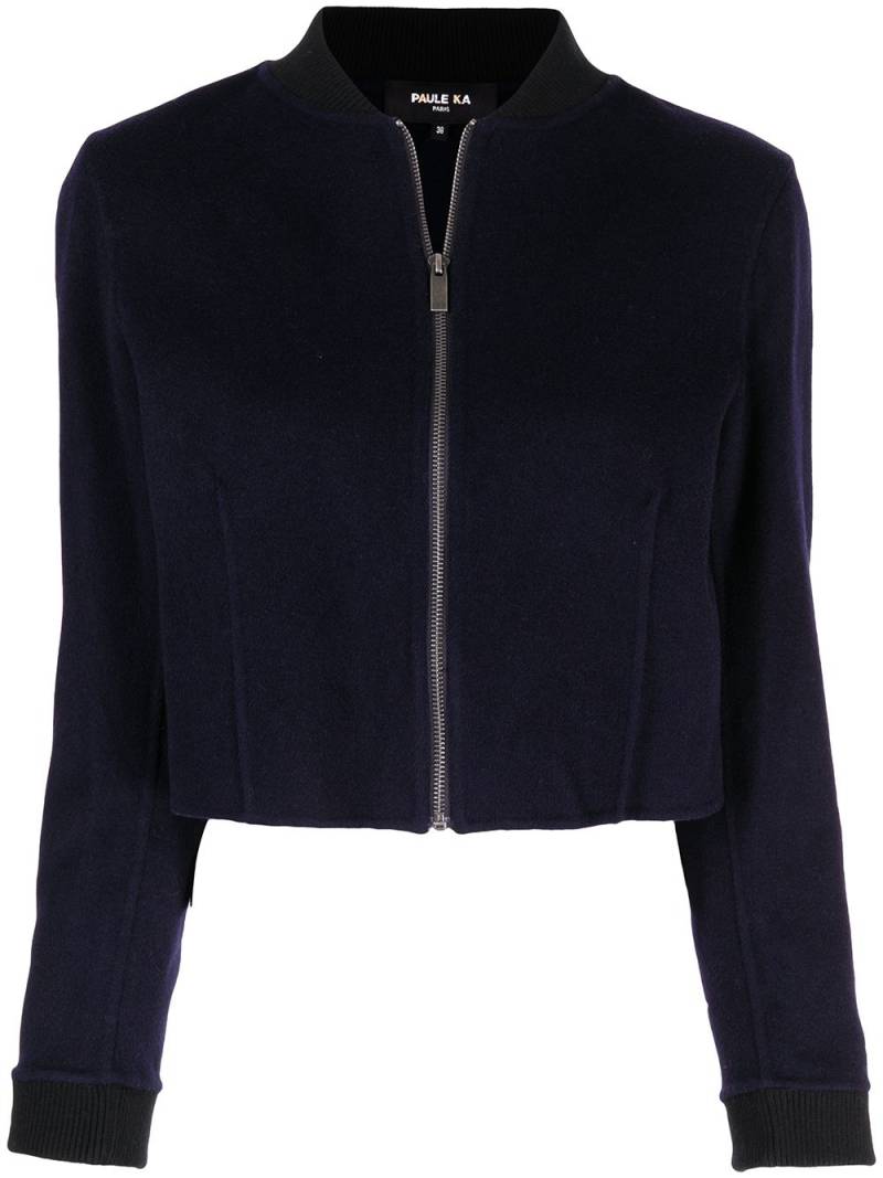 Paule Ka cropped knit bomber jacket - Blue von Paule Ka