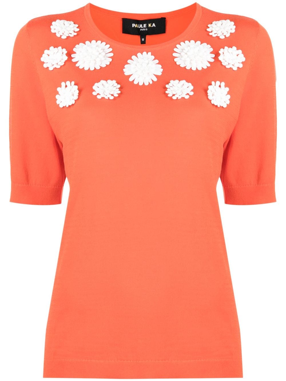 Paule Ka floral-appliqué knitted cotton top - Orange von Paule Ka
