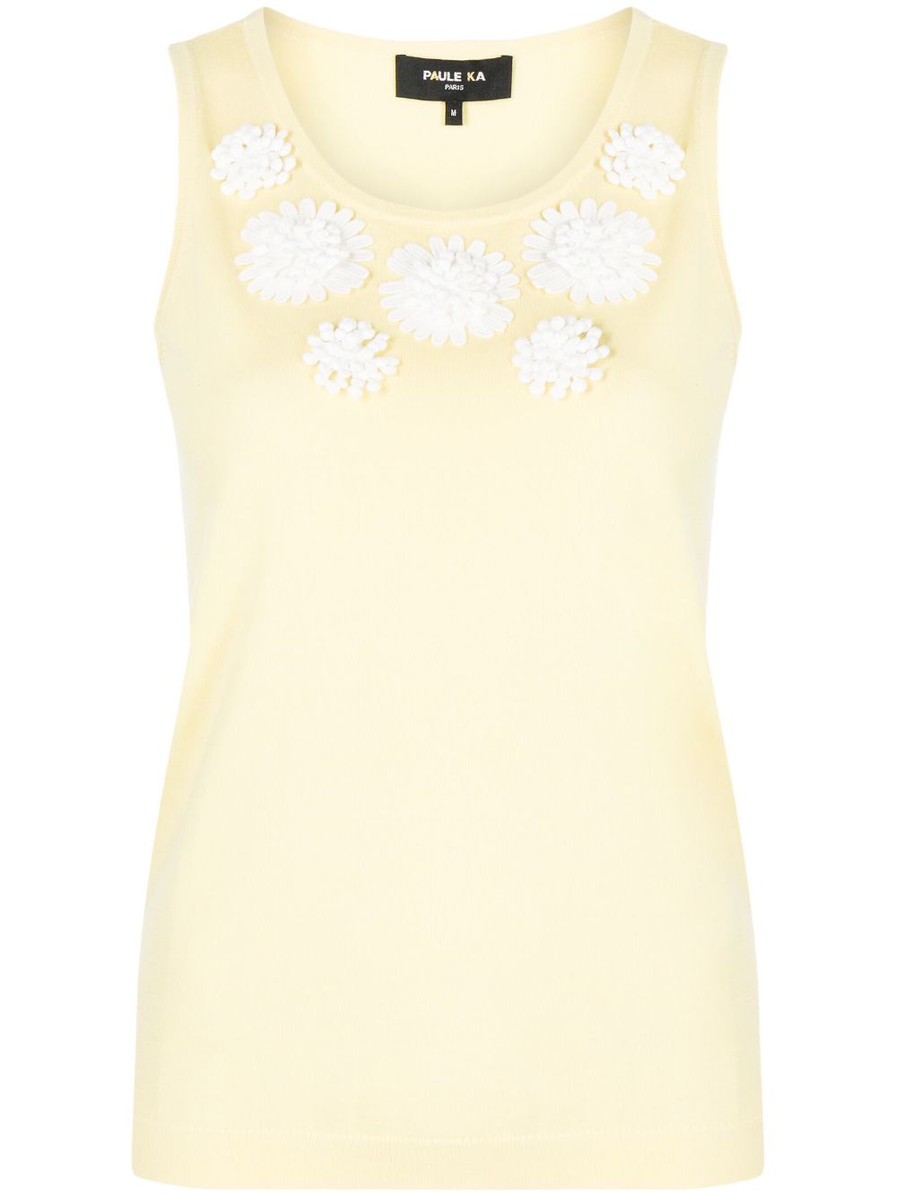 Paule Ka floral-appliqué ribbed knit top - Yellow von Paule Ka