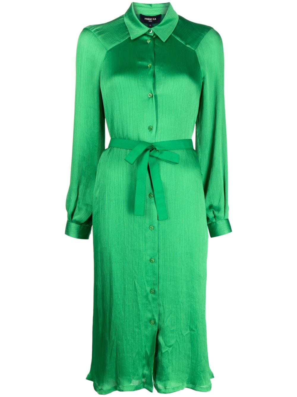 Paule Ka long-sleeve belted shirt dress - Green von Paule Ka