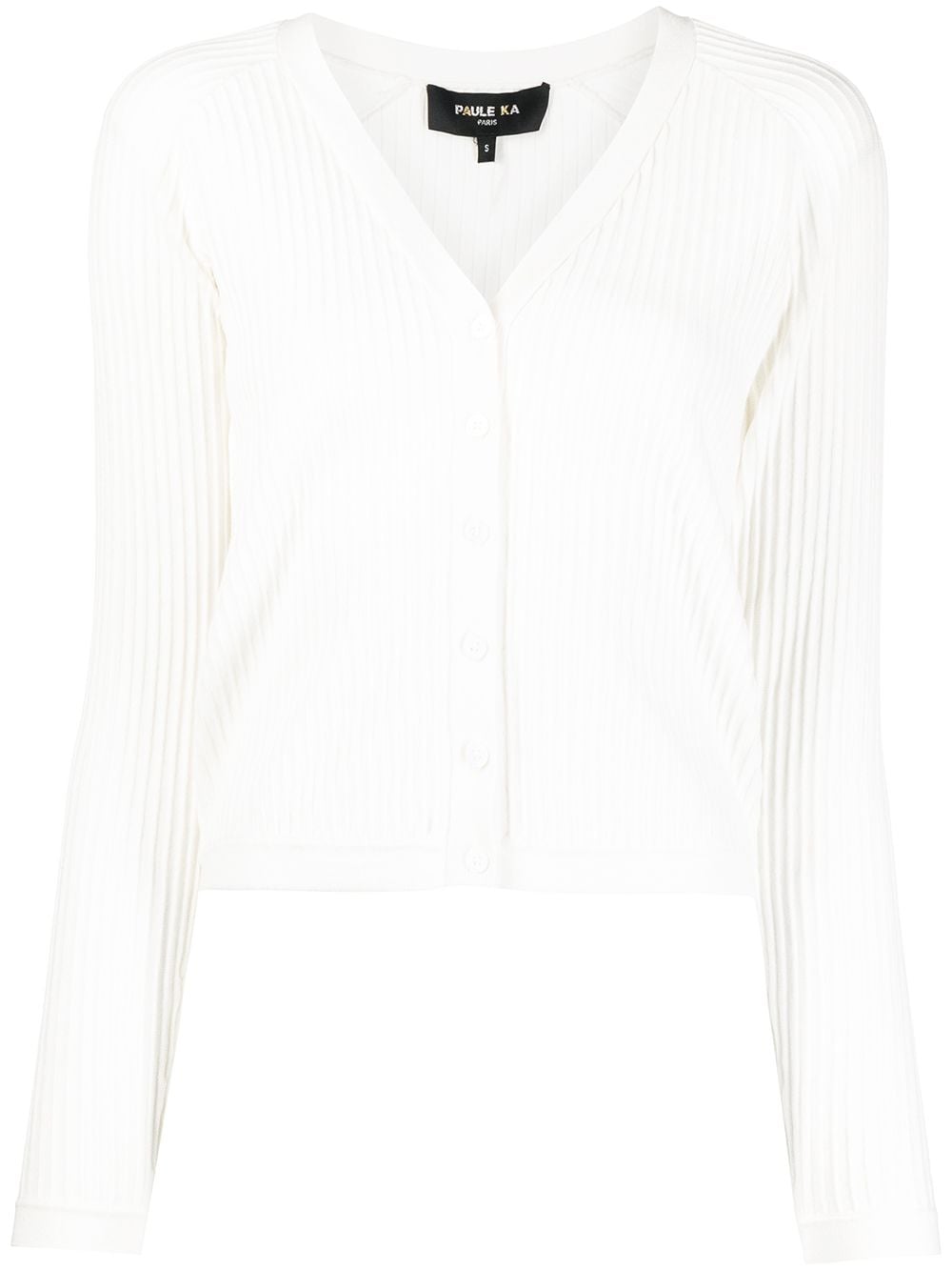 Paule Ka ribbed-knit cardigan - White von Paule Ka