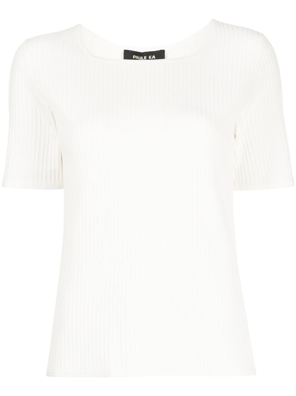 Paule Ka ribbed-knit cotton-blend top - White von Paule Ka