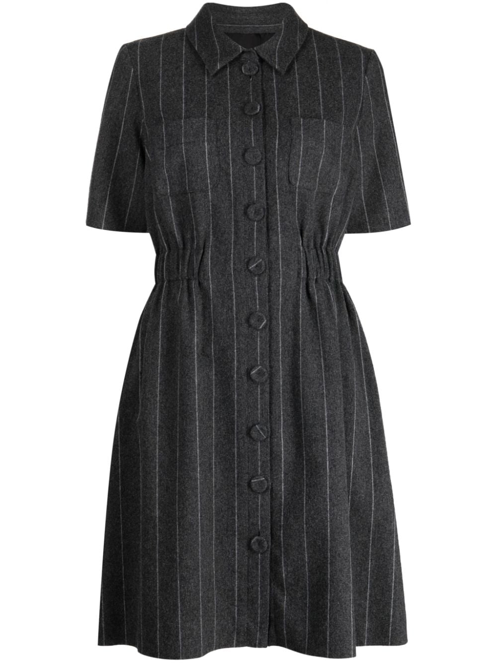 Paule Ka short-sleeve pinstripe flannel dress - Grey von Paule Ka