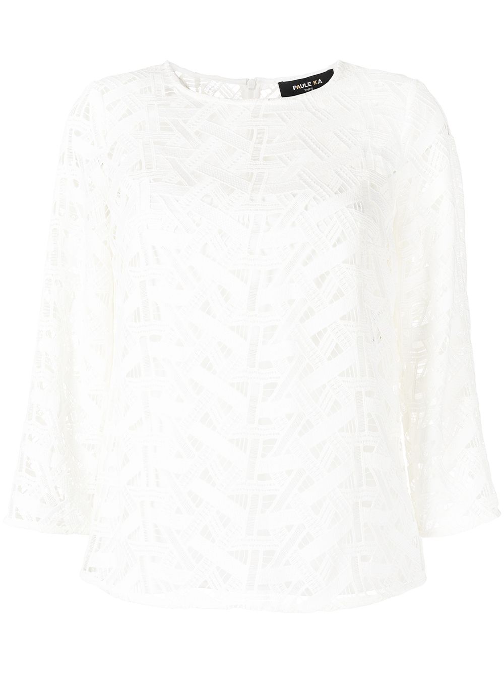 Paule Ka three-quarter sleeve guipure top - White von Paule Ka