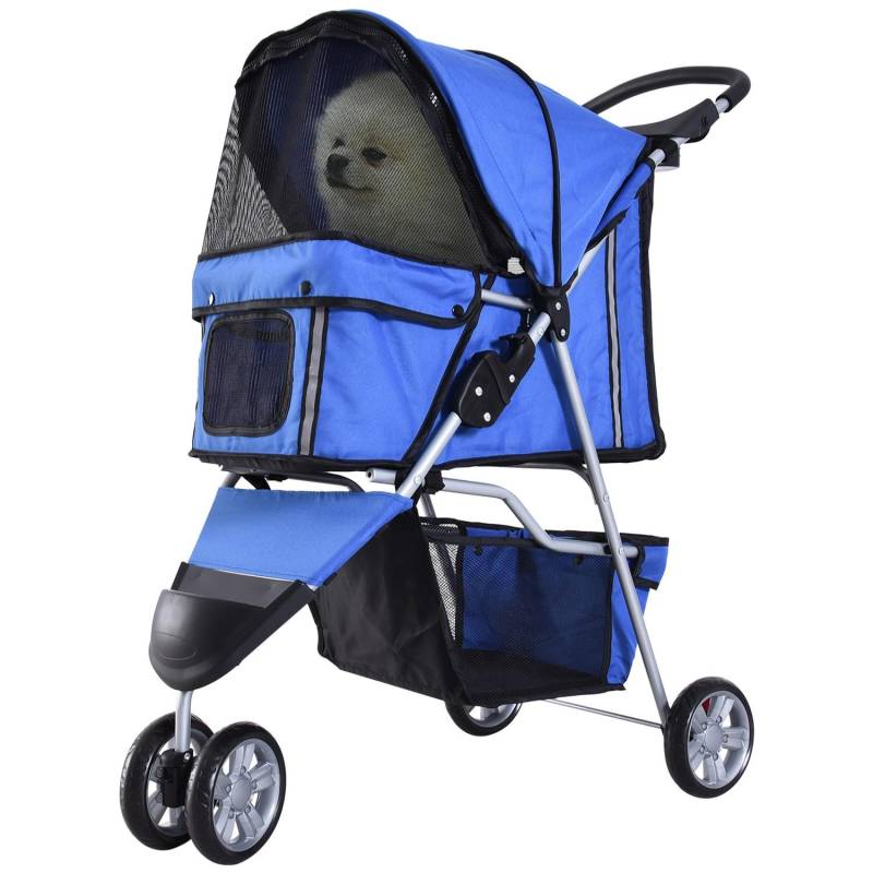 Hundewagen Hundebuggy Buggy Hunde Katzen Mehrfarbig (blau) Unisex  ONE SIZE von PawHut