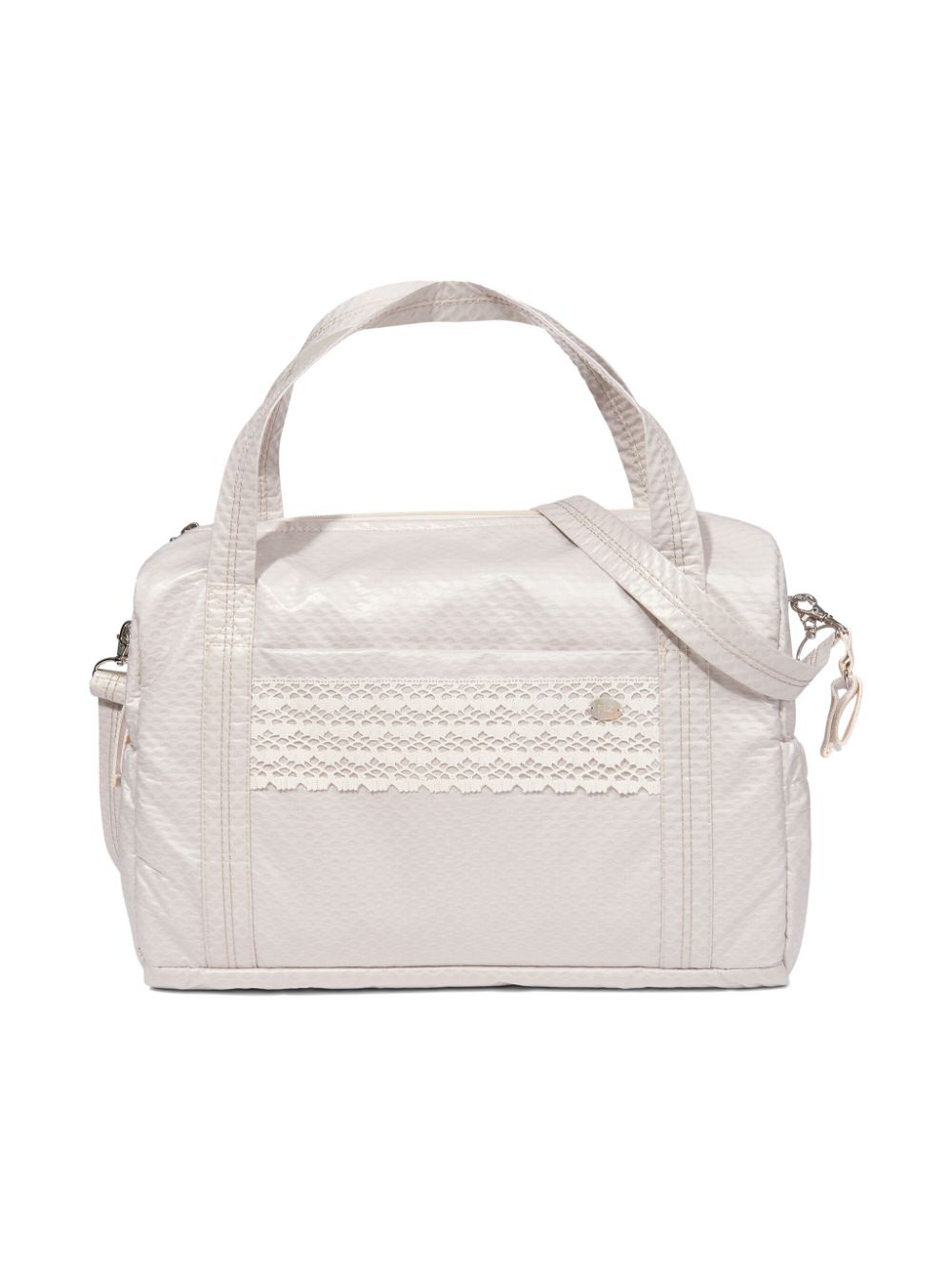 Paz Rodriguez crochet-trim cotton changing bag - Neutrals von Paz Rodriguez