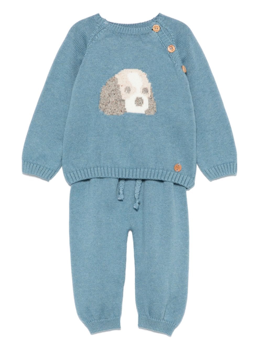 Paz Rodriguez dog intarsia trousers set - Blue von Paz Rodriguez