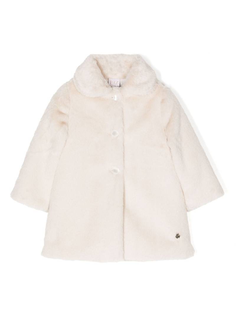 Paz Rodriguez faux-shearling single-breasted coat - Neutrals von Paz Rodriguez