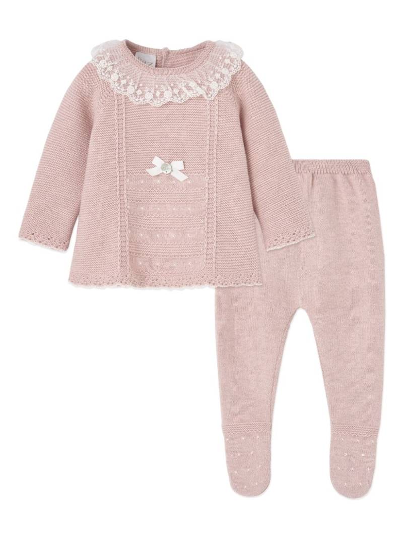 Paz Rodriguez fine-knit bib-collar babygrow set - Pink von Paz Rodriguez