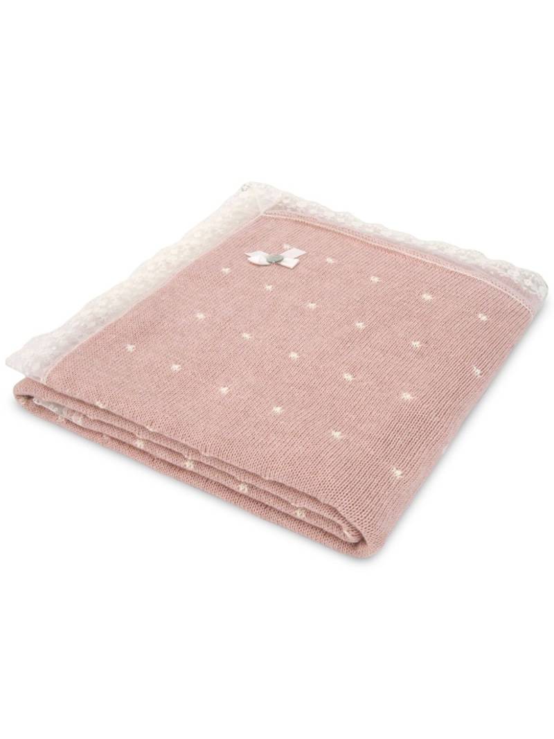 Paz Rodriguez lace-trim blanket - Pink von Paz Rodriguez