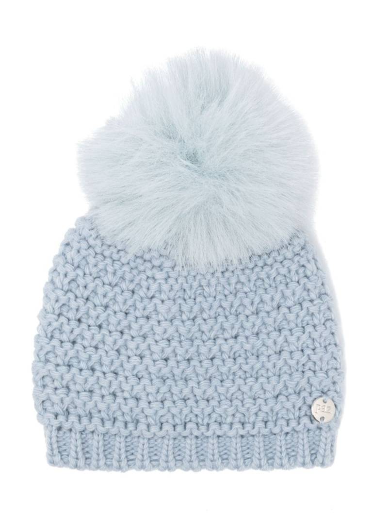 Paz Rodriguez pompom knitted beanie - Blue von Paz Rodriguez