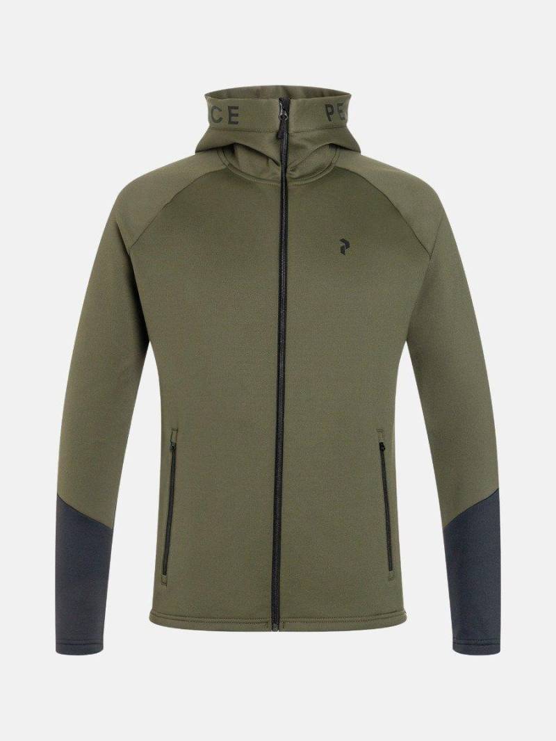 M Rider Mid Zip Hood-xl Herren Khaki XL von PeakPerformance