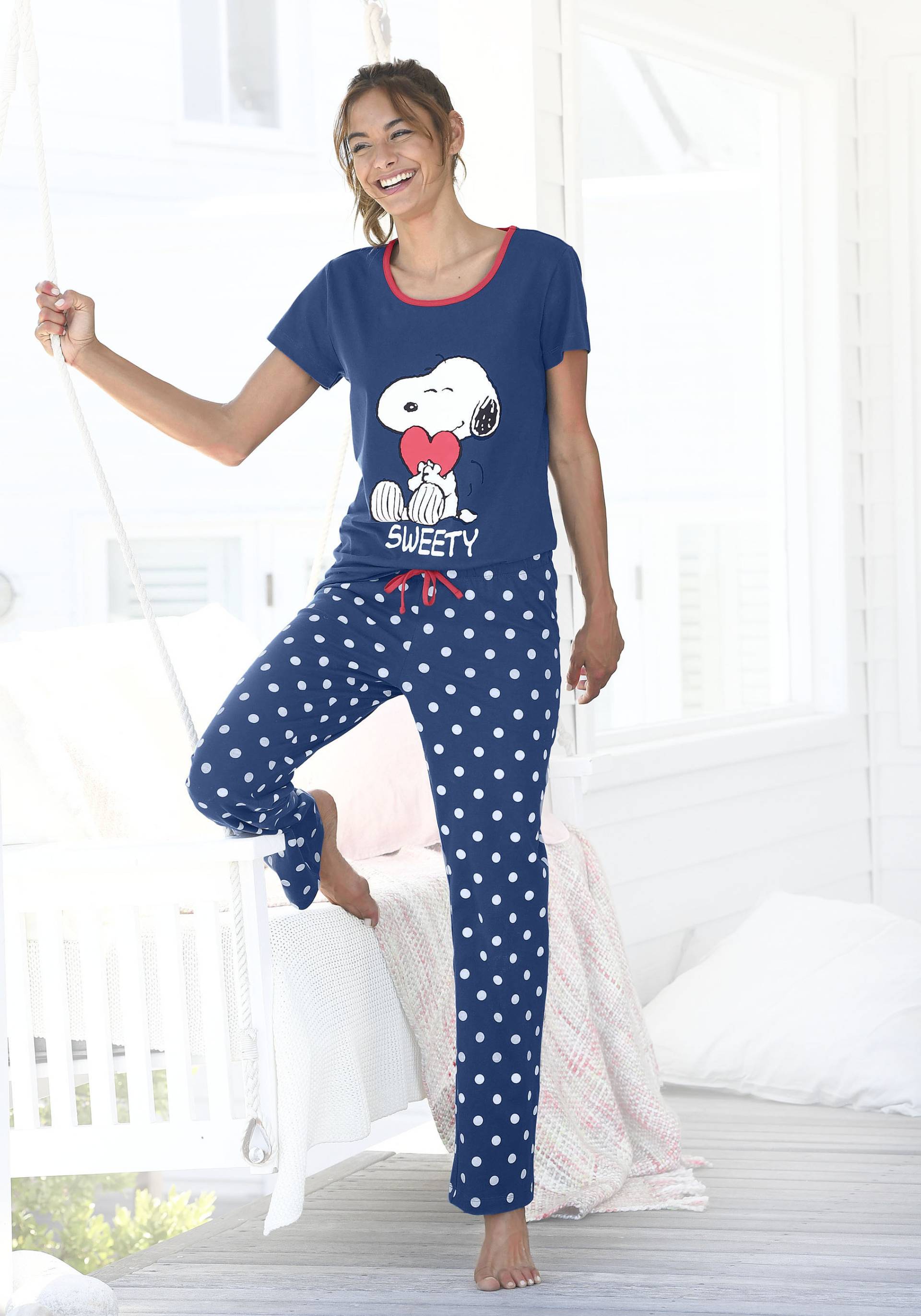 Peanuts Pyjama, (2 tlg.), mit Snoopy-Druck und Pünktchen-Hose von Peanuts