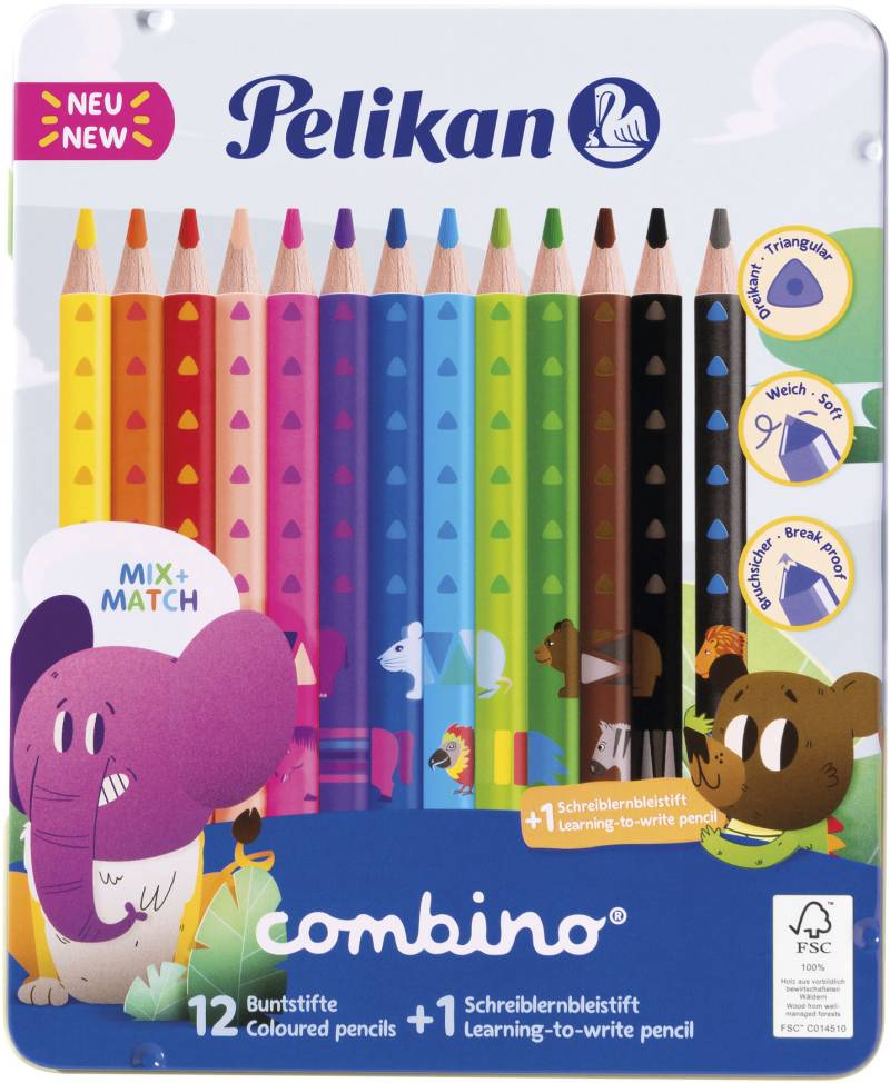 Pelikan Buntstift »Combino, 12 Buntstifte +1 Bleistift im Metalletui«, FSC® - schützt Wald - weltweit von Pelikan