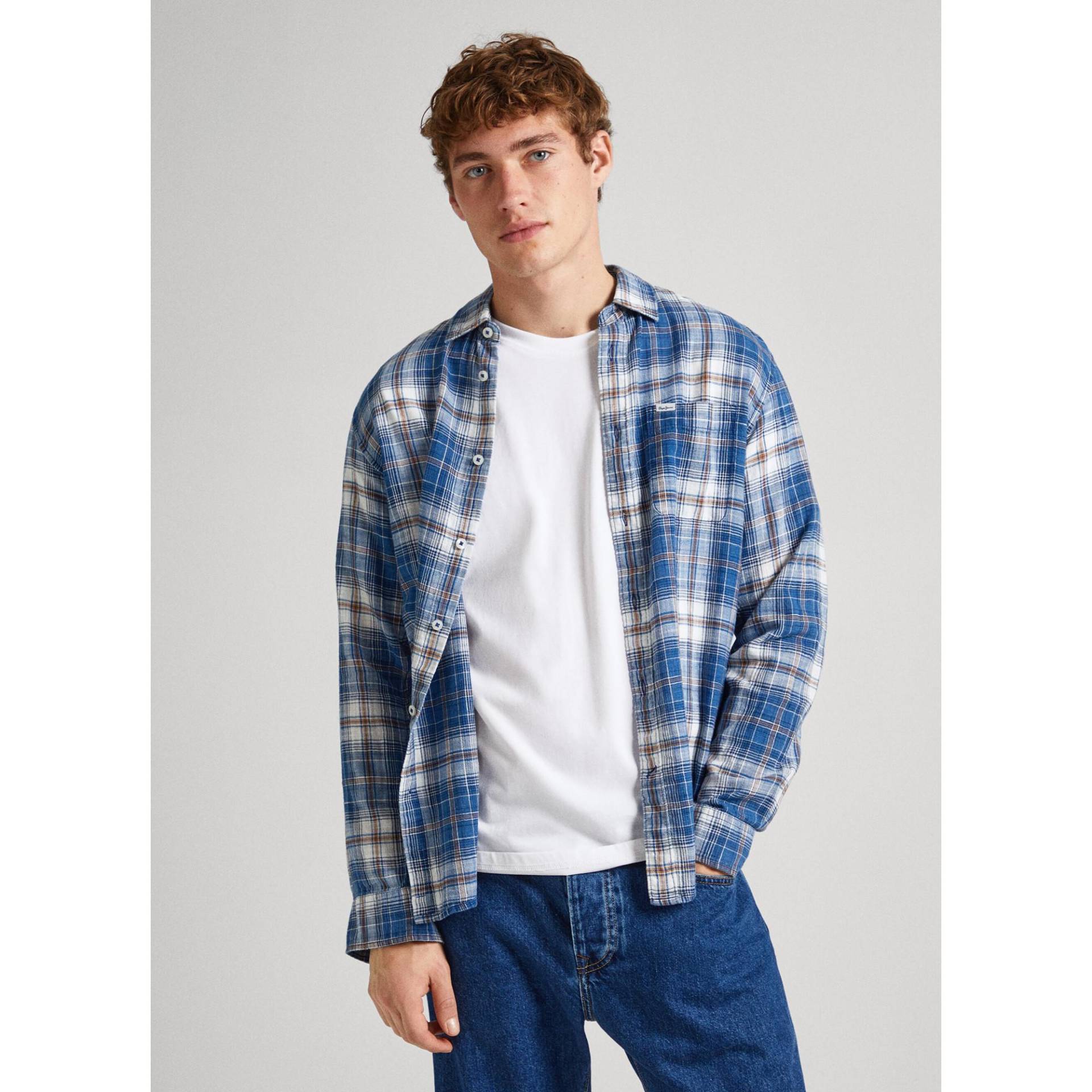 Hemd, Langarm Herren Indigo L von Pepe Jeans