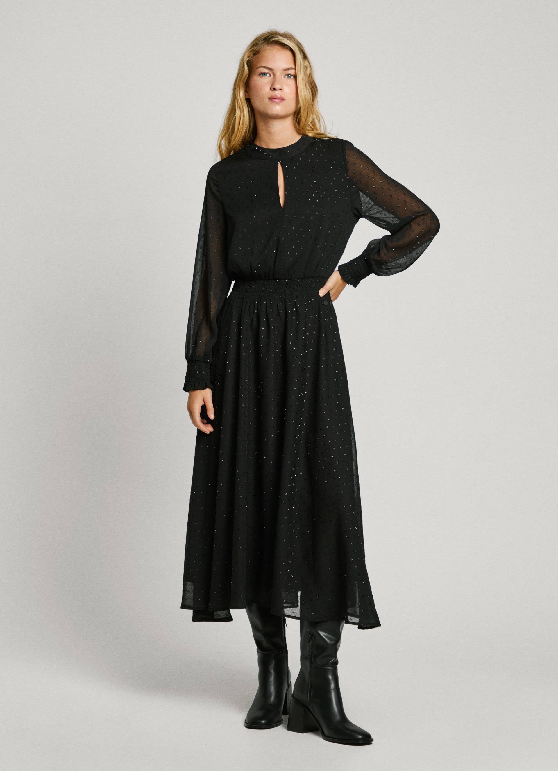 Pepe Jeans Midikleid »ANUSHKA«, Ausschnitt mit Schlitzdetail Pepe Jeans Midikleid »ANUSHKA«, Ausschnitt mit Schlitzdetail von Pepe Jeans