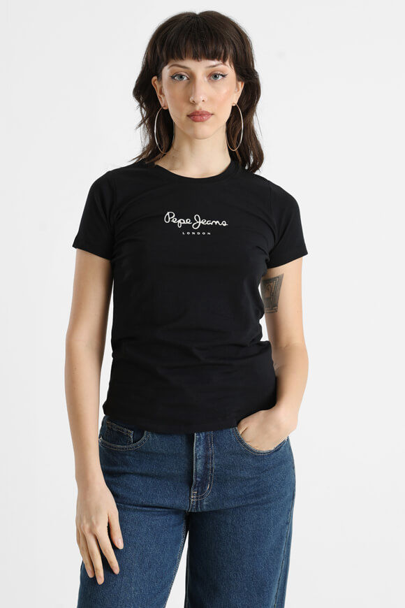 Pepe Jeans New Virginia T-Shirt | Black | Damen  | L von Pepe Jeans