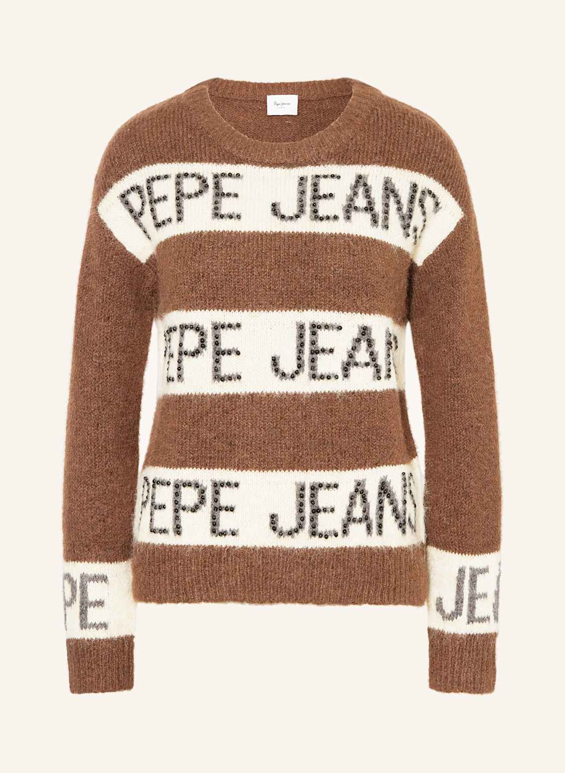 Pepe Jeans Pullover Helmi Mit Schmuckperlen braun von Pepe Jeans