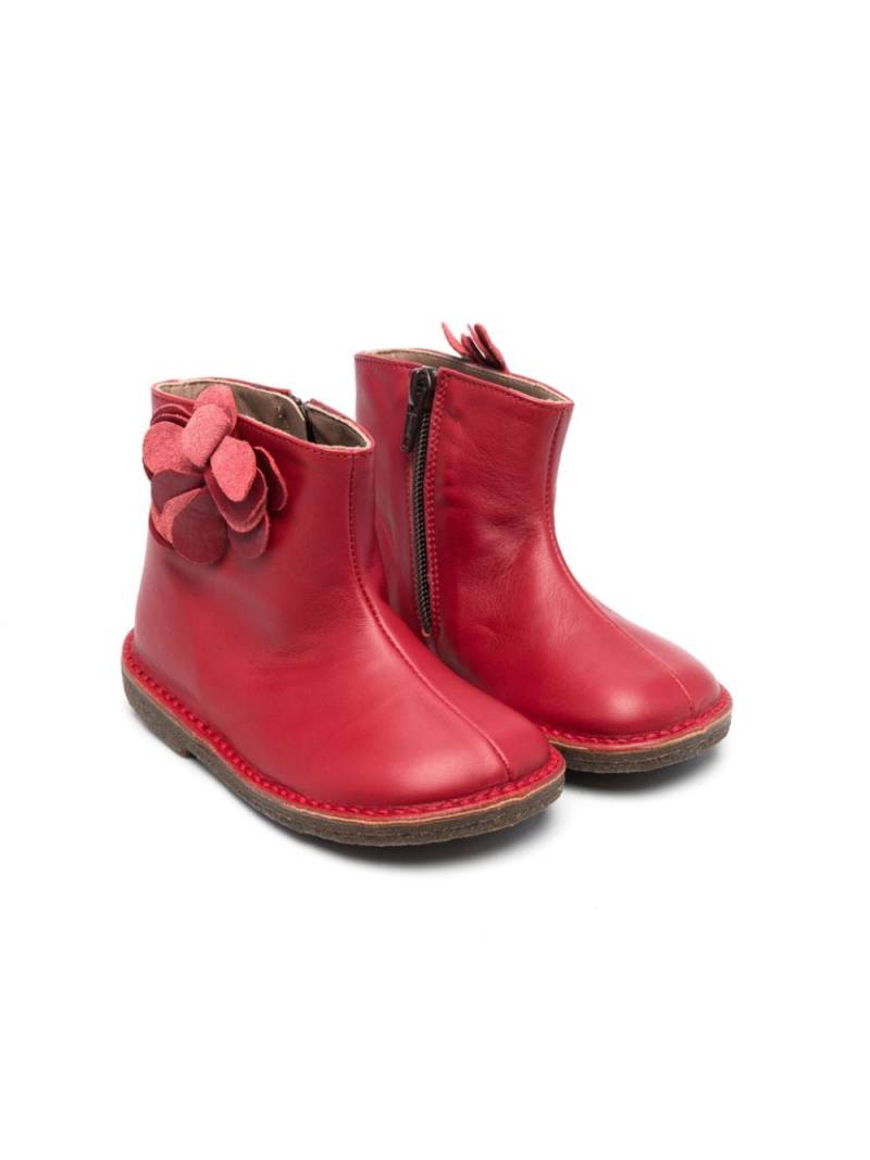 Pèpè floral-appliqué leather boots - Red von Pèpè