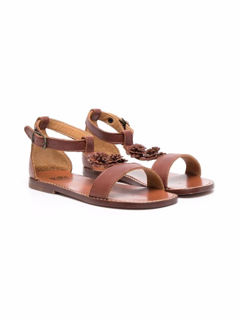 Pèpè floral-detail leather sandals - Brown von Pèpè