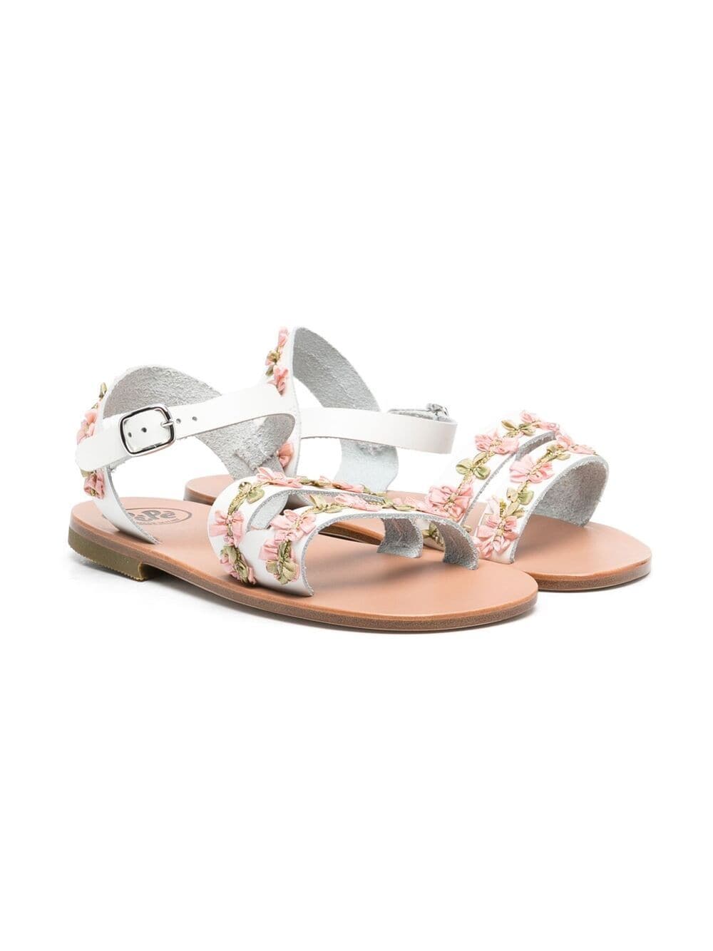 Pèpè floral embroidered sandals - White von Pèpè