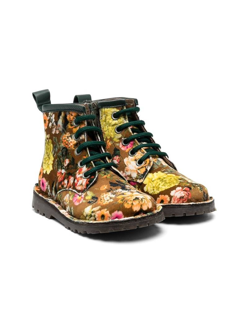 Pèpè floral print velvet boots - Yellow von Pèpè