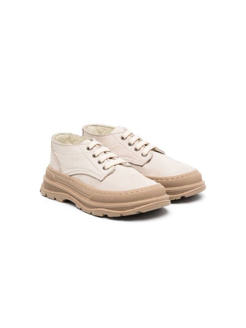 Pèpè lace-up leather trainers - Neutrals von Pèpè