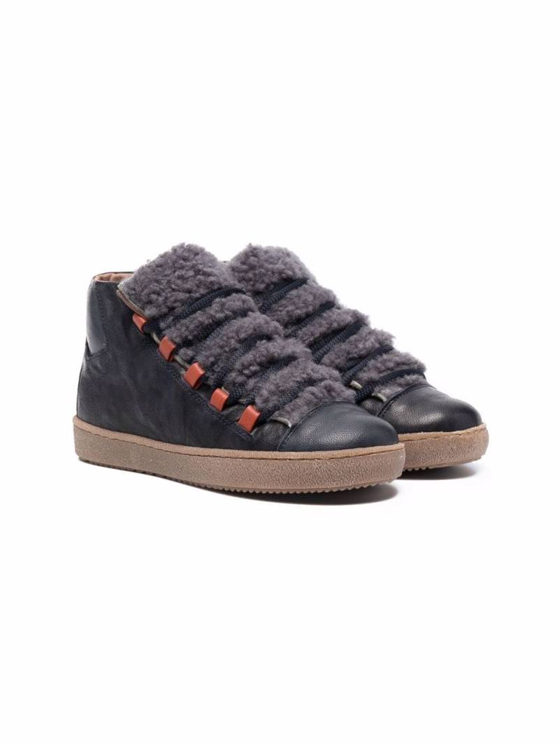 Pèpè shearling-trim lace-up trainers - Blue von Pèpè