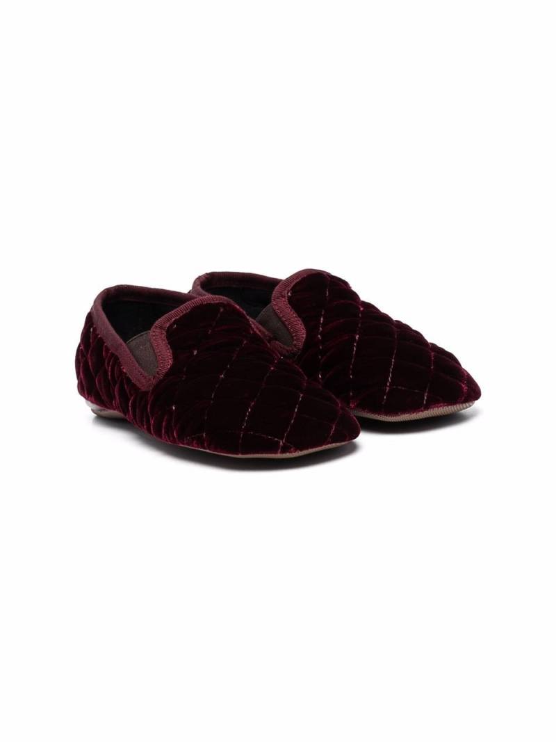 Pèpè velvet-effect slippers - Red von Pèpè