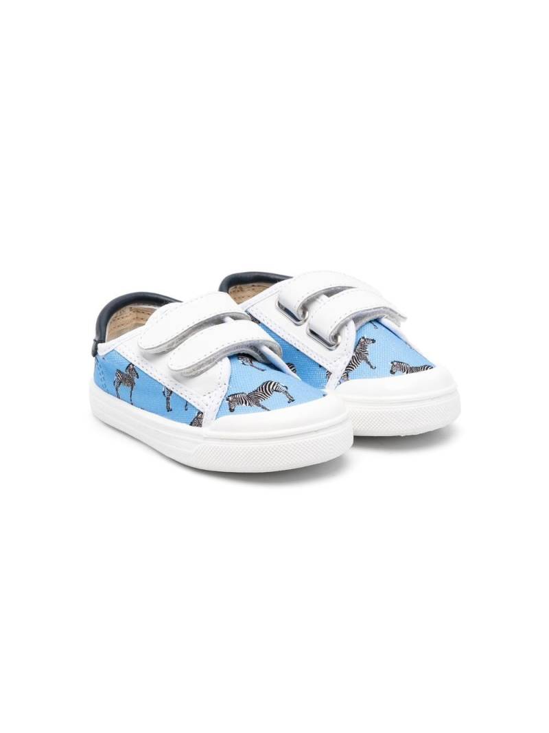 Pèpè zebra-print touch-strap trainers - Blue von Pèpè