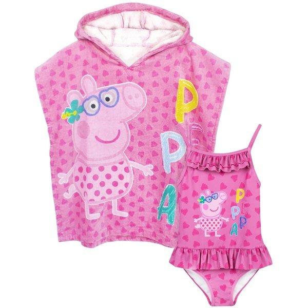 Peppa Pig - Badeanzug und Poncho Set, 92, Pink von Peppa Pig