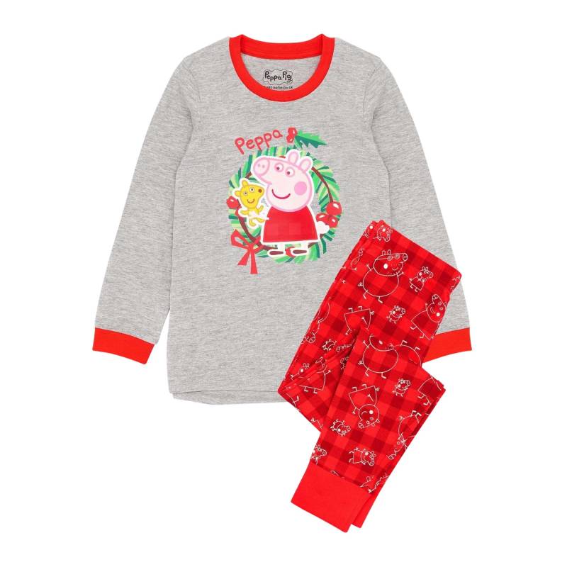 Schlafanzug Weihnachtliches Design Mädchen Rot Bunt 86 von Peppa Pig