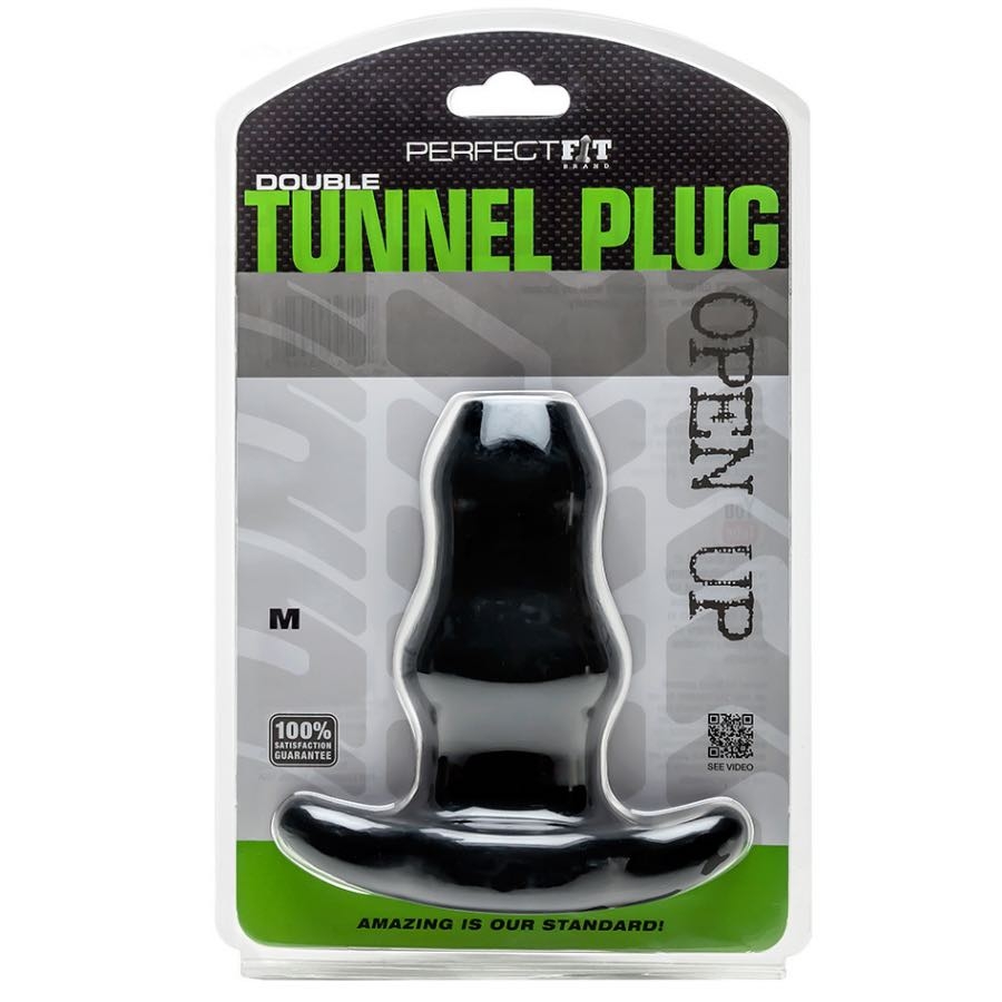 Perfect-fit Double Tunnel Medium Anal Plug, Schwarz - Amorana