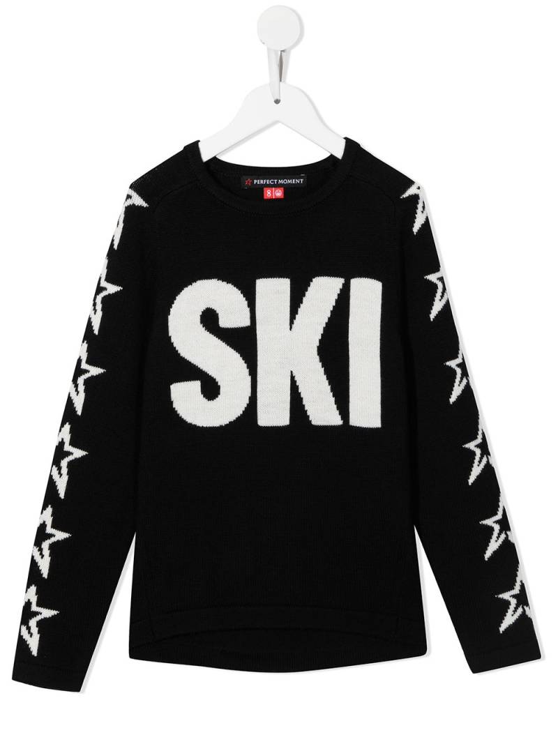 Perfect Moment Kids Ski-print crew neck jumper - Black von Perfect Moment Kids