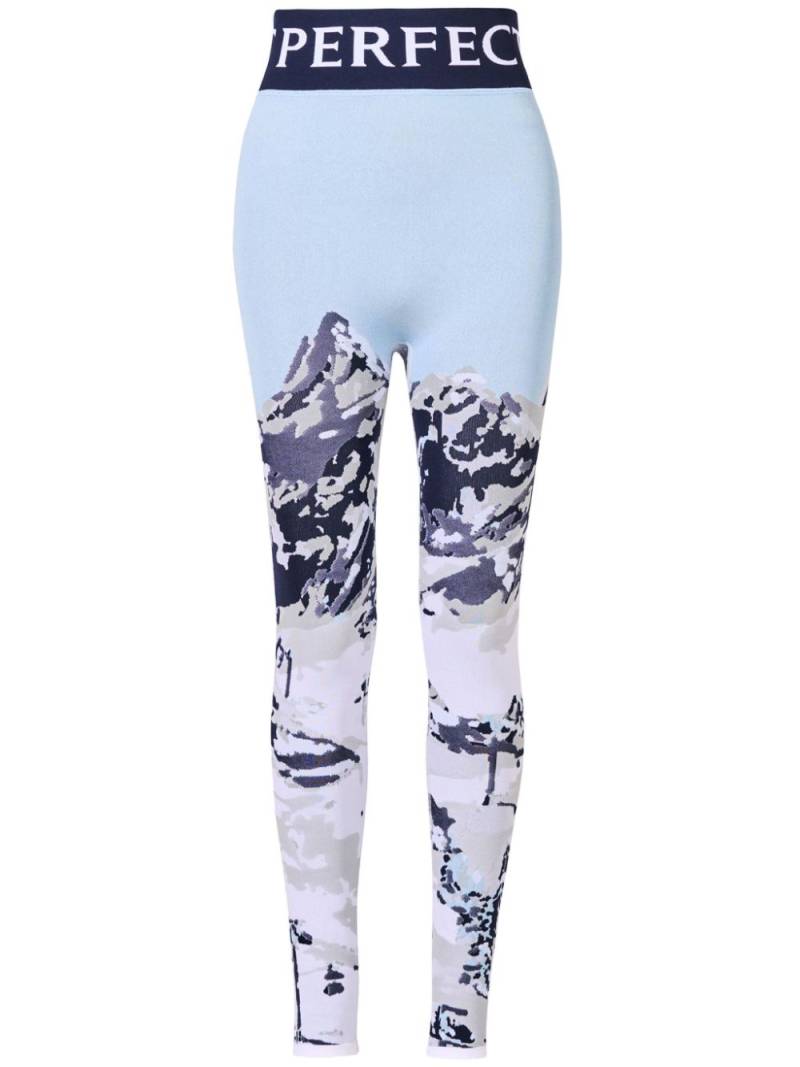 Perfect Moment Landscape-jacquard leggings - Blue von Perfect Moment