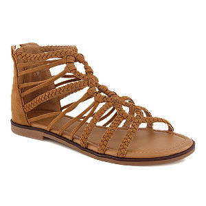 Pesaro Damen Flache Sandalette Cognac