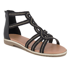 Pesaro Damen Flache Sandalette Schwarz von Pesaro