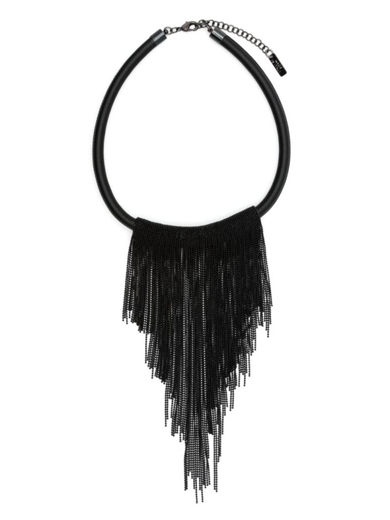 Peserico Punto Luce-beaded leather necklace - Black von Peserico