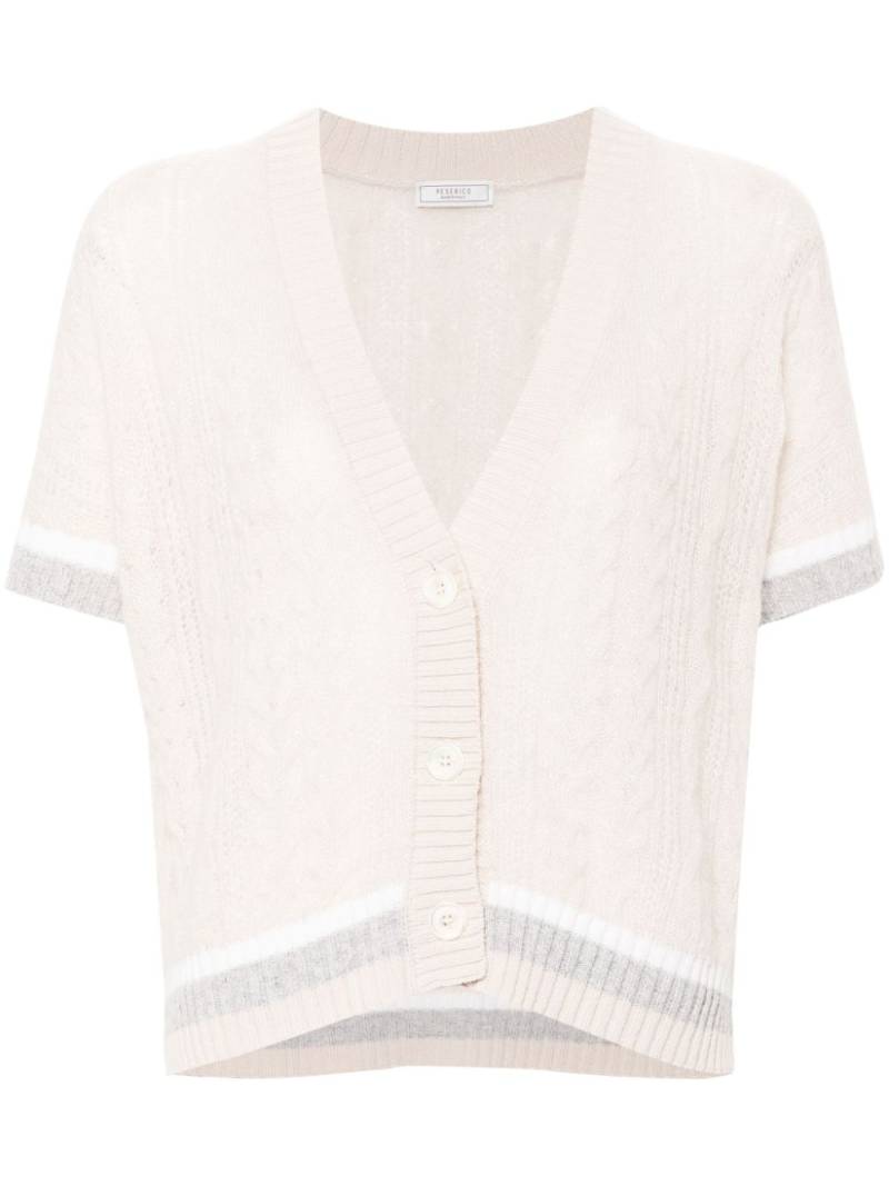 Peserico V-neck cable-knit cardigan - Neutrals von Peserico